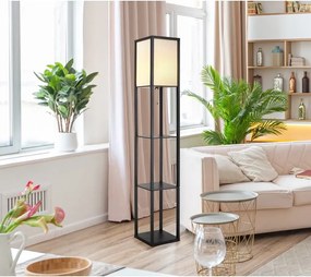 Lampa de podea tip raft din lemn negru TABITHA