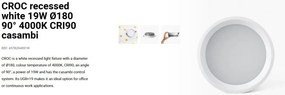Spot LED incastrabil recessed white 19W 18cm 90 grade 4000K CRI90 casambi