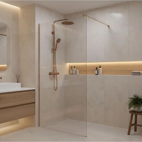 Paravan de dus Rea Flexi Transparent 140 cm cupru periat