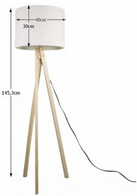 Lampa de podea Culoare Alb / Lemn Natural, LILA TYP 6