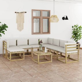 3065017 vidaXL Set mobilier grădină cu perne 9 piese lemn pin impregnat