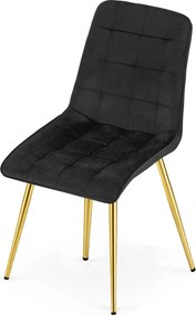 Scaun de masa SPLIT VELVET cu picioare aurii, negru