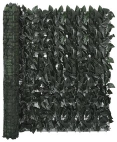 Paravan de balcon, frunze verde închis, 600x100 cm