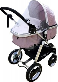 Carucior nou nascuti 2 in 1 Baby Care™ PRO S535, Cadru Aluminiu, roti din cauciuc plin,landou reversibil, Spatar reglabil in 3 trepte, Gri