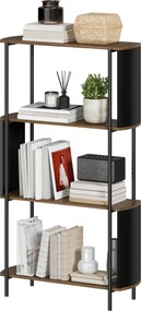 HOMCOM Raft cu 4 niveluri, raft independent cu design curbat, raft industrial pentru cărți, aspect lemn maro | Aosom Romania