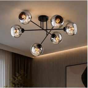 Brilagi - Lustru aplicat DIOR 6xE27/60W/230V negru/gri fumuriu
