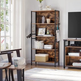 Biblioteca TAYLOR 5 rafturi 155x74 cm, rustic maro