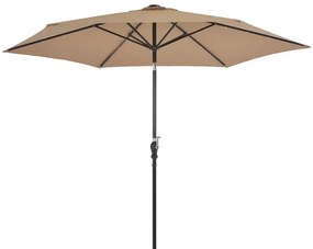 vidaXL Umbrelă de soare exterior, led-uri și stâlp oțel, taupe, 300 cm