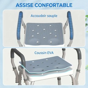 HOMCOM Scaun Reglabil de Duș cu Mânere, Multicolor | Aosom Romania