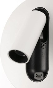 Aplica cu reader LED directionabil stil minimalist TIMIT USB C alb