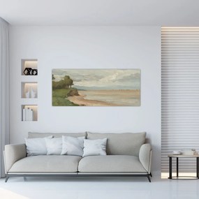 Tablou - Jean-Baptiste-Camille Corot, Beach Near Etretat, reproducere (120x50 cm)