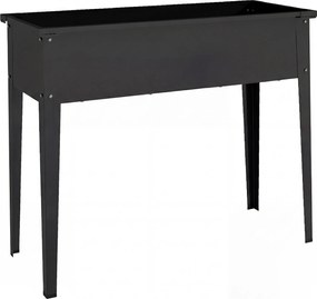 Outsunny Jardinieră pe Picioare din Metal, Jardinieră Ridicată 80 l cu margini rotunjite, Orificiu de drenaj, 100 x 40 x 80 cm, Negru | Aosom Romania