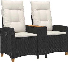 vidaXL Bancă reclinabilă cu masă Negru și Alb crem 126 x 65 x 112 cm