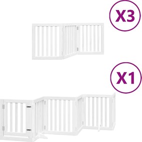 vidaXL Poartă câini pliabilă cu ușă 15 panouri, alb, 750 cm, lemn plop