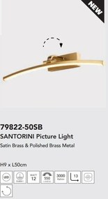 Aplica de perete LED pentru oglinda sau tablou Santorini alama, L-50cm