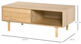 HOMCOM Masa de sufragerie pentru cafea, Stil nordic, cu Usa si Compartiment deschis, Culoare Lemn, 110x50x41.5cm