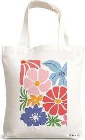 Sacosa de Panza pentru Cumparaturi, Geanta Tote Boho Style 15, 38x34.5 cm, Alba, BEKZ®