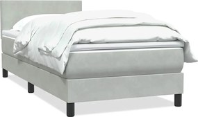 vidaXL Pat box spring cu saltea, gri deschis, 80x220 cm, catifea