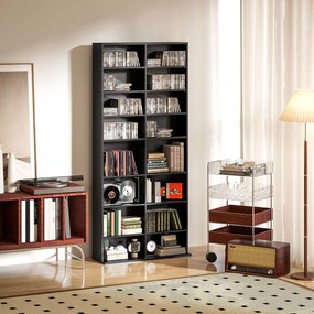HOMCOM Raft pentru CD-uri cu 14 Rafturi Reglabile pentru 640 CD-uri/360 DVD-uri Negru | Aosom Romania