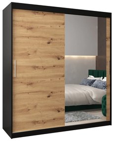 Dulap de haine 180 cm Toki 2 (negru mat + stejar artisan). 1065005
