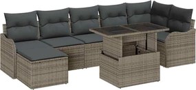 vidaXL Set de canapele pentru grădină cu pernă 8 pcs Gri Poli Rattan