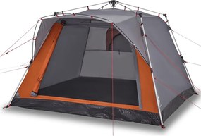 vidaXL Cort camping cabană 4 persoane gri/portocaliu setare rapidă
