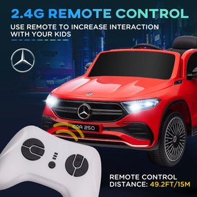 HOMCOM Mașină Electrică cu Licență Mercedes, Auto pentru Copii cu Telecomandă, Faruri și Claxon, 111.5x69x52.5 cm, Roșie