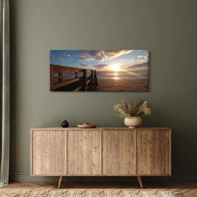 Tablou cu dig, plajă și mare (120x50 cm)