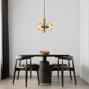 Lustră pe cablu ROLLO 3xE14/5W/230V auriu/bej fumuriu