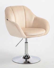 HR2055N Scaun Crem din Catifea cu Bază Cromata