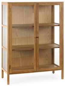 Vitrină în culoare naturală cu aspect de lemn de stejar 90x126x40 cm Ceci – MOME