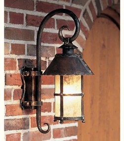 Aplica iluminat exterior din fier forjat, design medieval cu felinar rotund si acoperis nituit WL 3397