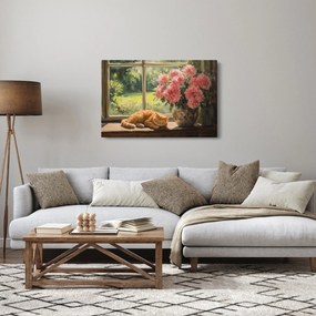 Tablou - Pisică la fereastră (90x60 cm)