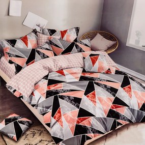 Lenjerie de pat din bumbac multicolor ABAKAN + fata de perna 40 x 50 cm gratuit