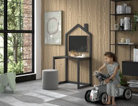 Birou în formă de Căsuță, Antracit, Pin Masiv – Dallas – Vipack