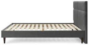 Pat matrimonial 160x200 cm negru tapițat cu somieră Elyna – Bobochic Paris