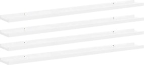 vidaXL Rafturi de perete, 4 buc., alb extralucios, 100x9x3 cm