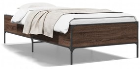 844995 vidaXL Cadru de pat, stejar maro, 75x190 cm, lemn prelucrat și metal