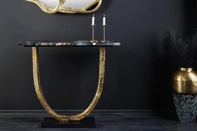 Consola lucrata manual, Marmura, Negru, Auriu, OMEGA 80cm