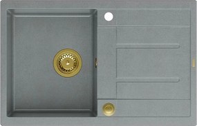 Chiuveta compozit incastrata Quadron Unique Morgan 111 gri - auriu 78x50 cm