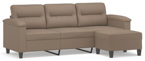 3153688 vidaXL Canapea cu 3 locuri / taburet cappuccino 180 cm piele ecologică