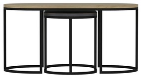 Masuta de cafea set (3 bucăți) Dena - Anthracite, Oak