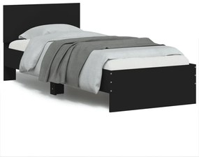 838660 vidaXL Cadru de pat cu tăblie, negru, 75x190 cm, lemn prelucrat