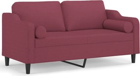 vidaXL Canapea cu 2 locuri cu pernuțe, roșu vin, 140 cm, textil
