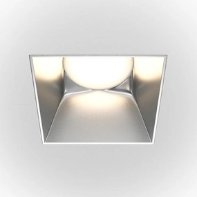 Spot incastrabil design tehnic Share alb, argintiu 7,5x7,5cm