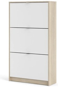 Pantofar alb/în culoare naturală cu deschidere înclinată cu aspect de lemn de stejar Shoes – Tvilum