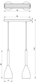 Lustră pe cablu MUZA 2xE27/60W/230V