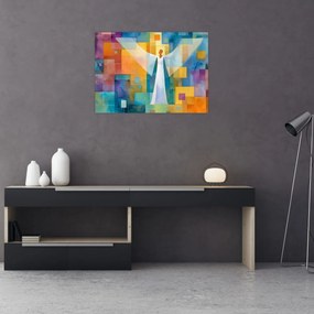 Tablou pe sticlă - Înger geometric (70x50 cm)