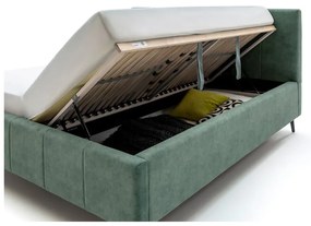 Pat matrimonial verde tapițat cu spațiu de depozitare cu somieră 180x200 cm Lizzano – Meise Möbel