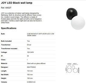 Aplica perete LED design modern JOY Black 64027